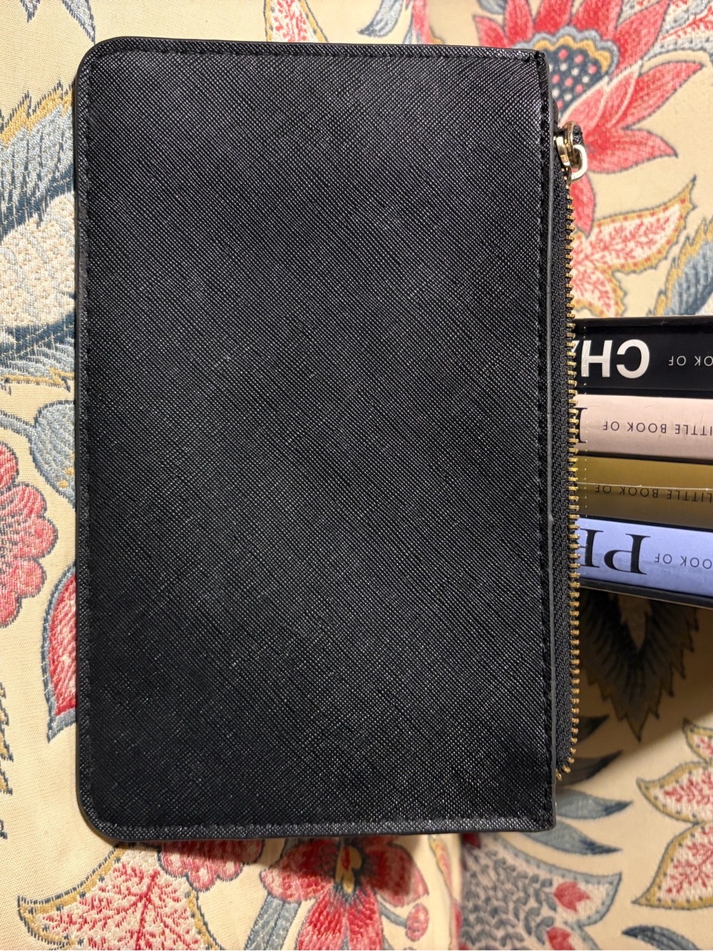 kate spade black Saffiano Wristlet Clutch with Gold Logo - Picture 3 of 4